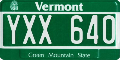 VT license plate YXX640