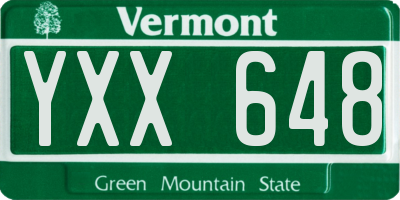 VT license plate YXX648