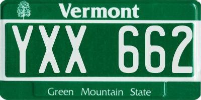 VT license plate YXX662
