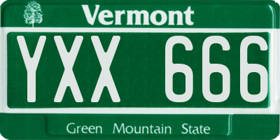 VT license plate YXX666