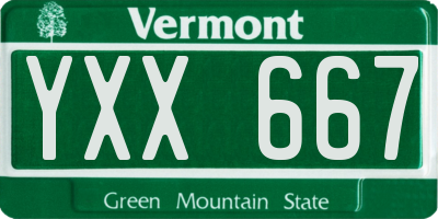 VT license plate YXX667