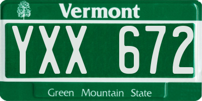 VT license plate YXX672