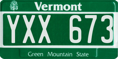 VT license plate YXX673