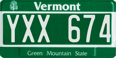 VT license plate YXX674