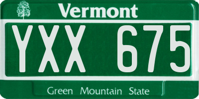 VT license plate YXX675