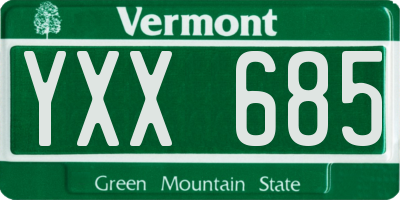 VT license plate YXX685
