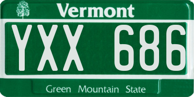 VT license plate YXX686