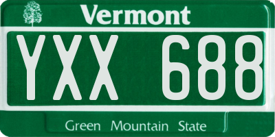 VT license plate YXX688