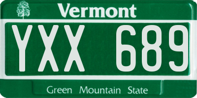 VT license plate YXX689
