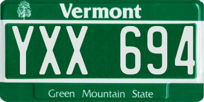 VT license plate YXX694