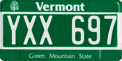 VT license plate YXX697