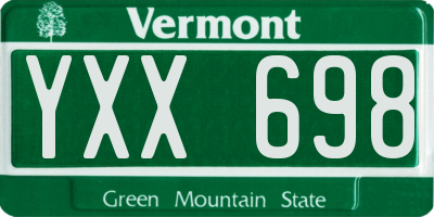 VT license plate YXX698