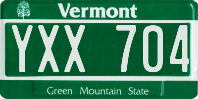 VT license plate YXX704