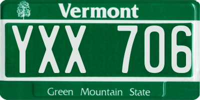 VT license plate YXX706