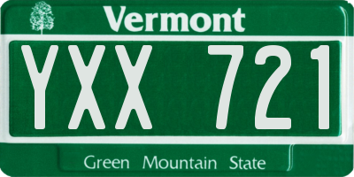 VT license plate YXX721