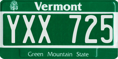 VT license plate YXX725