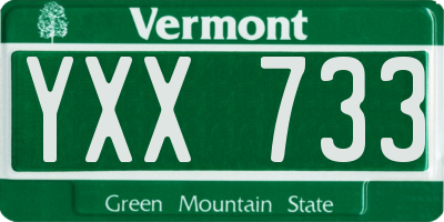 VT license plate YXX733