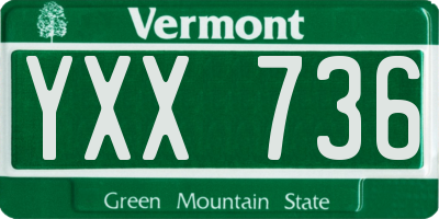 VT license plate YXX736