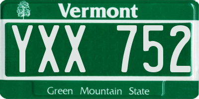 VT license plate YXX752