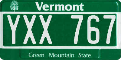 VT license plate YXX767