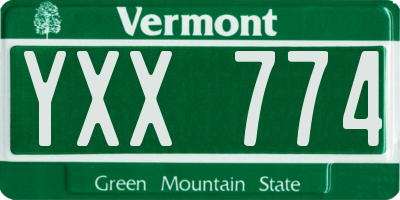 VT license plate YXX774