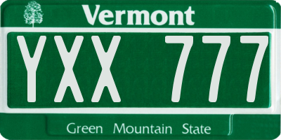VT license plate YXX777