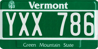 VT license plate YXX786
