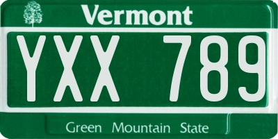 VT license plate YXX789