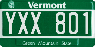 VT license plate YXX801