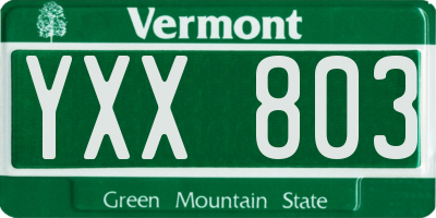 VT license plate YXX803