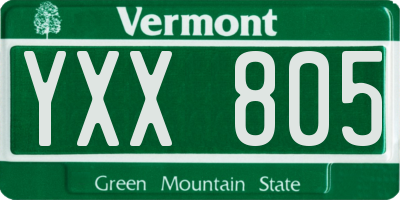 VT license plate YXX805