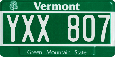 VT license plate YXX807