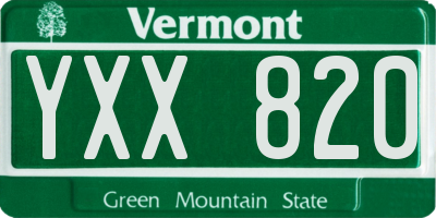 VT license plate YXX820