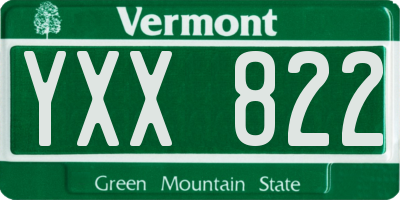 VT license plate YXX822