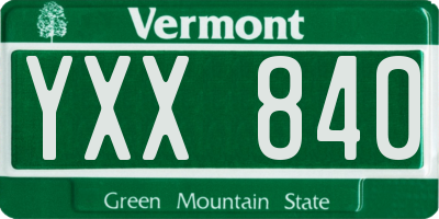 VT license plate YXX840