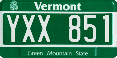 VT license plate YXX851