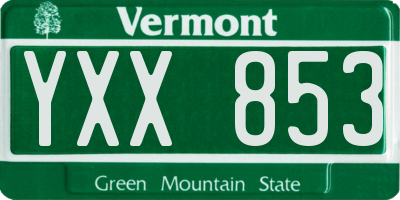 VT license plate YXX853