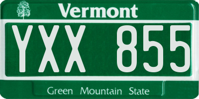 VT license plate YXX855