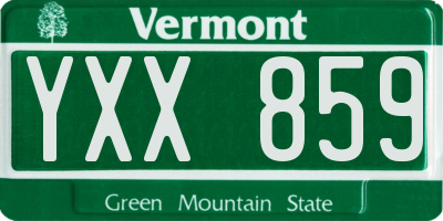VT license plate YXX859