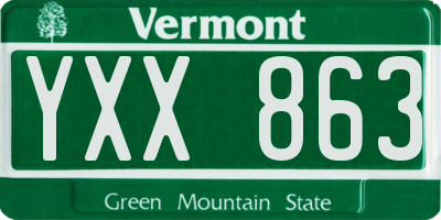 VT license plate YXX863