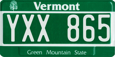 VT license plate YXX865