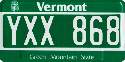 VT license plate YXX868