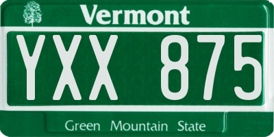 VT license plate YXX875