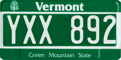 VT license plate YXX892