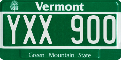 VT license plate YXX900