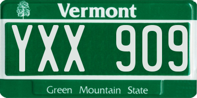 VT license plate YXX909