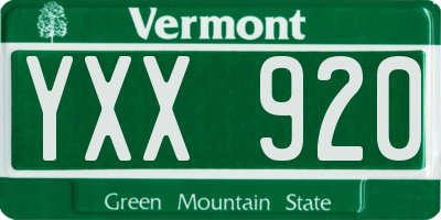 VT license plate YXX920