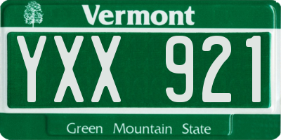 VT license plate YXX921