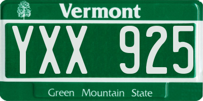 VT license plate YXX925