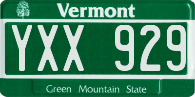 VT license plate YXX929